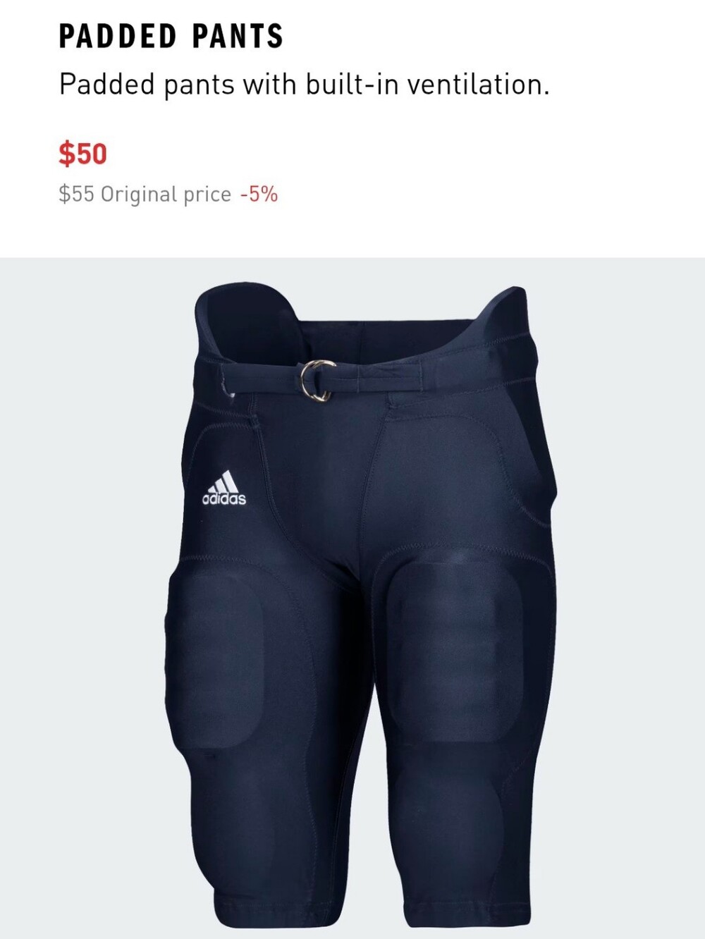 Adidas Climalite Football Integrated Padded Pants Mens M Black NEW